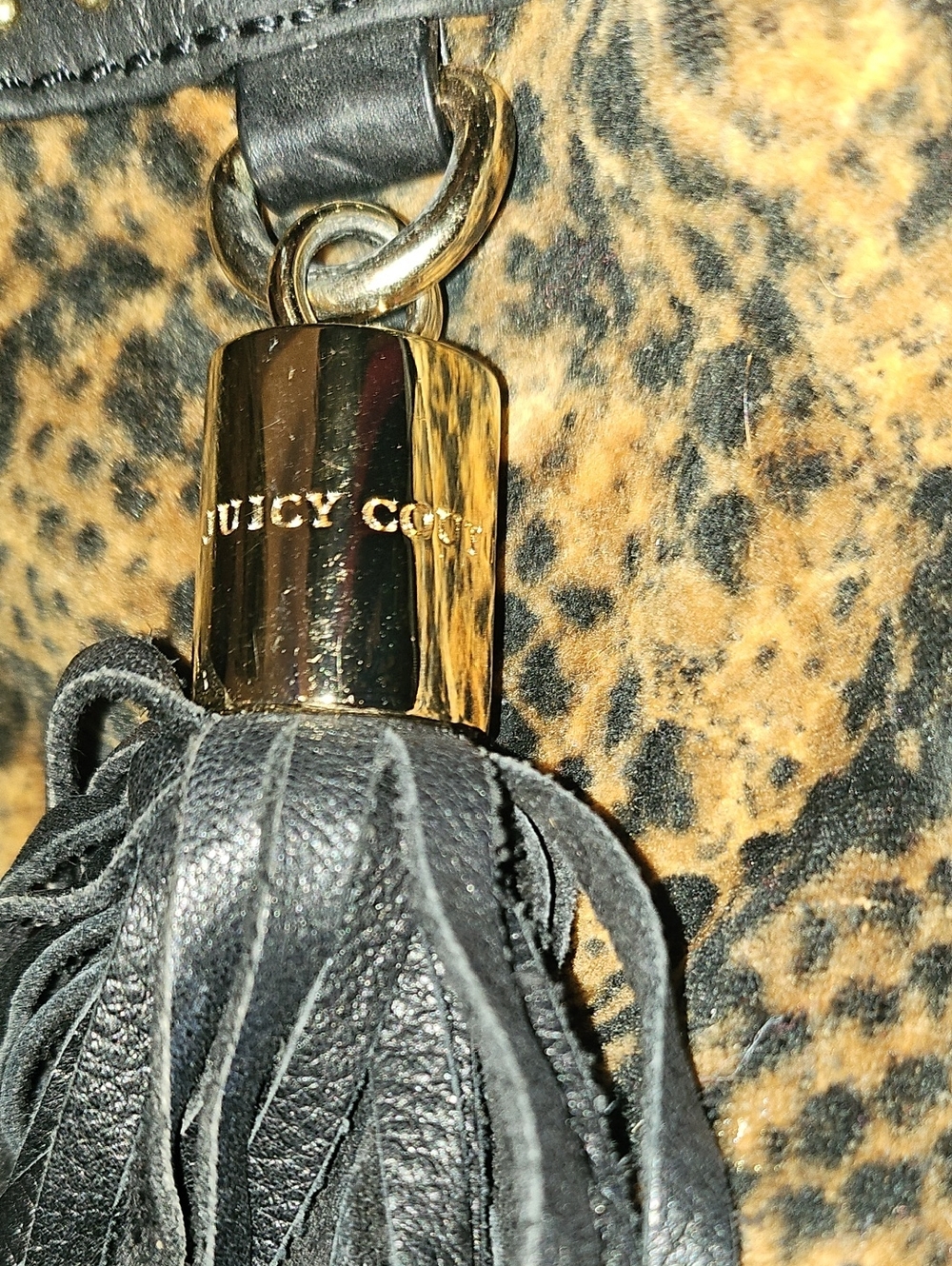 Vintage Juicy Couture Leopard-Print Tote Handbag with Tassel - Picture 3 of 13